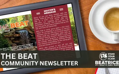Tablet with digital newsletter on the screen